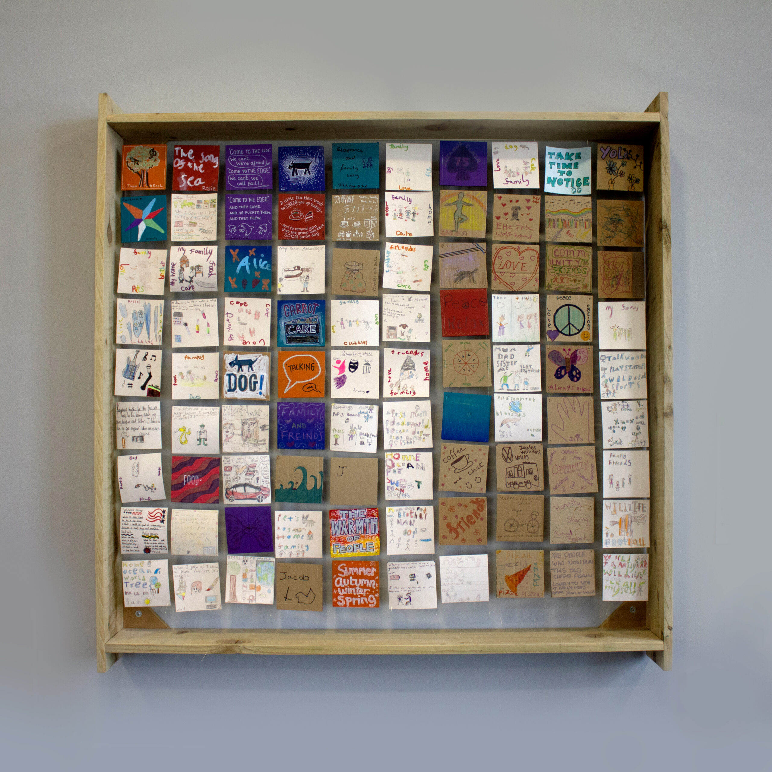 Wall of values sculpture